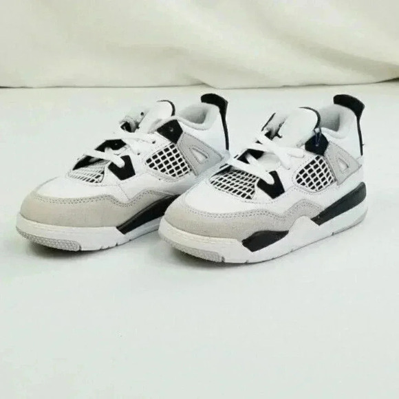 Nike Air Jordan 4 Retro TD White Military Black Shoe Size 9c Toddlers BQ7670-111 - Picture 9 of 12